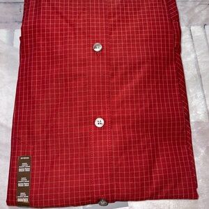 NWT VAN HEUSEN TRAVELER Red Rhubarb Short Sleeve Shirt Size 3X XXXL **NO IRON**